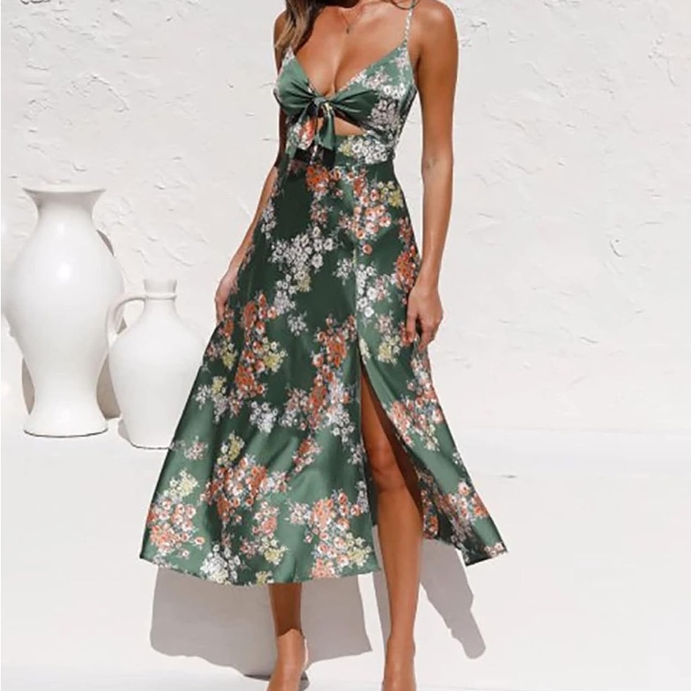 Floral Green Midi Dress